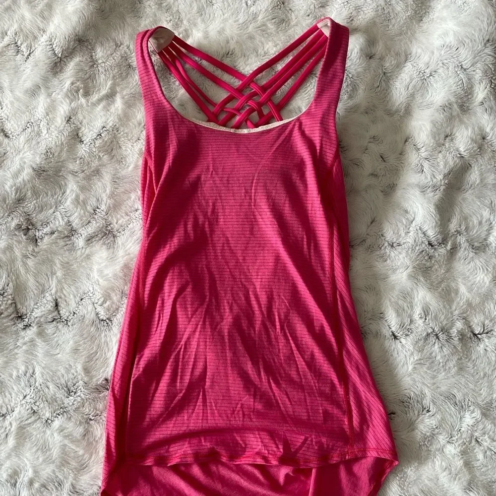 Lululemon Free To Be Wild Tank Top Bra Pink Butterfly Heathered Bon 2 sm…